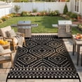 thumbnail image 2 of Lahome Black & Beige Moroccan Outdoor Rug 5x8 - Waterproof & Reversible Plastic Straw Patio Mat for Deck, Balcony, Porch, RV Camping Area, 2 of 9