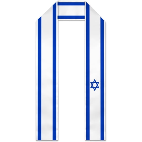 Israel Flag Graduation Stole Graduate Shawl Sash Scraf Gift For Abroad Student International Study (Square)