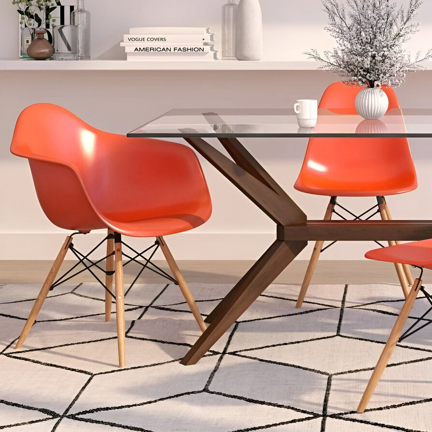 Heavenly Collection Plastic Orange Bucket Chair SET OF 2