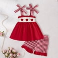 thumbnail image 2 of Staki Children's Spring and Summer Shorts Toddler Girl Clothes Baby Valentine's Day 2pcs Set Bow T Shirt Holiday Cute Outfit 12-24M 2-5Y(Red,2-3 Years), 2 of 7