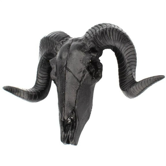 Sheep Skull Head Wall Hanging Mounted Sculpture Curled Wall Art Wildlife Animal Wall Decor Faux