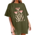 thumbnail image 2 of Fiudx Ofertas Flash Del Día Solo En Línea Camisetas Informales con Estampado de Flores para Mujer, Camisetas Extragrandes de Manga Corta, 2 of 7