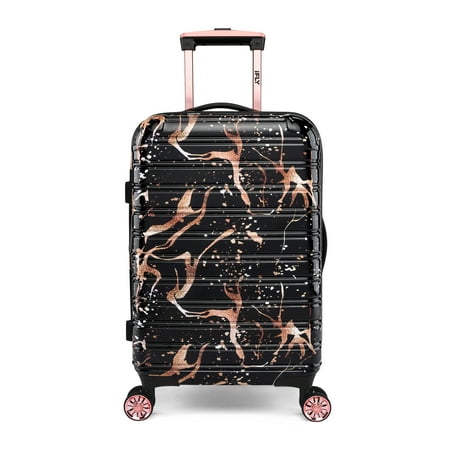 IFLY - Fibertech Marble Hardside Luggage 20 Inch Carry-on,  Black/Rose Gold