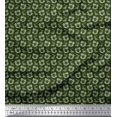 thumbnail image 1 of Soimoi Vert Coton Popeline Tissu Feuilles & Imprimé Floral 1 Yard 58 Inch Wide, 1 of 3