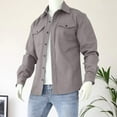 thumbnail image 2 of LNWUY Men's Cotton Button Down Shirts Jacket Lightweight Shirt with Pockrts Long Sleeve Work Coat Solid Color Overshirt Gray XL, 2 of 6