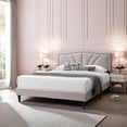 thumbnail image 6 of Reo Queen Size Bed, Light Brown Burlap Upholstered Curved Headboard, 6 of 7