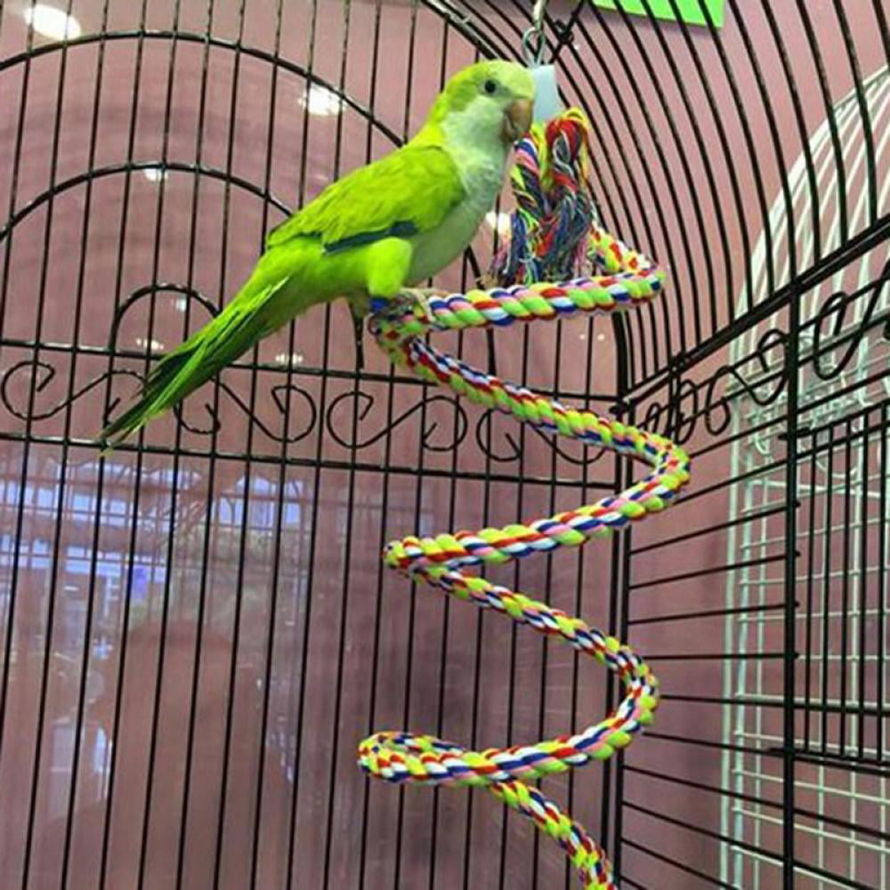 39.37 Rope Perch for Parrots Pet Bird Cage Hammock Swing Toy Cage Swing and Climbing Stand Bar with Bell Bird Toys,Rope Bungee Bird Toy Bird Swing Chewing Toys 