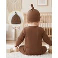 thumbnail image 5 of KIMI BEAR Preemie Baby Boy Romper Winter Clothes Shower Gift Long Sleeves Jumpsuit Bear One-piece Overalls with Hat 2pcs Clothing Brown, 5 of 7