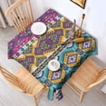 thumbnail image 2 of Yellow Geometric Boho Pattern Square Tablecloth,Waterproof Square Table Cover,Wipeable Spillproof Washable Table Cover for Home Kitchen Party Decor 60"x60"(152x152cm), 2 of 6