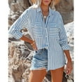 thumbnail image 2 of Chemises à Rayures pour Femmes à Manches Longues Blouses Décontractées avec Poches, 2 of 6