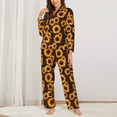 thumbnail image 2 of Honeii Red Black Plaid Sunflower print Women's Pajama Sets Long Sleeve Button Down Sleepwear Nightwear Soft Pjs Lounge Sets-Small, 2 of 7