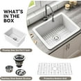 thumbnail image 3 of HOROW White Undermount/Topmount Kitchen Sink, 19"D x 24"W x 11"H Rectangular with Bottom Grid and Strainer Drain, 3 of 9
