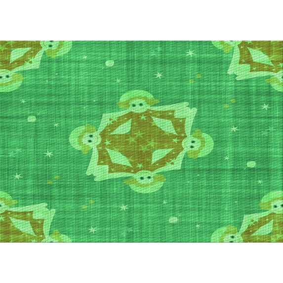 Ahgly Company Machine Washable Indoor Rectangle Transitional Neon Green Area Rugs, 3' x 5'
