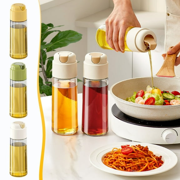 OEFNTAC 500ml Automatic Oil Dispenser Bottle, One-Hand Sensor Kitchen Glass Pot, Leak-Proof Large-Capacity Soy Vinegar Seasoning Container, Non-Drip Easy-Clean Cooking Oil Tank