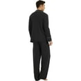 thumbnail image 5 of U2SKIIN Mens Cotton Pajama Set, Soft Lightweight Long Sleeve Button Up Sleepwear with Pockets,(Black,2XL), 5 of 6