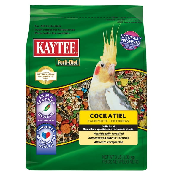 Kaytee Forti-Diet Cockatiel Pet Bird Food Seed, 3 lbs