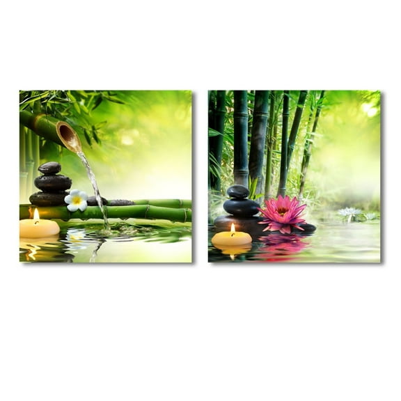 wall26 - Spa Stones in Garden - Canvas Art Wall Art - 12"x12" x 2 Panels