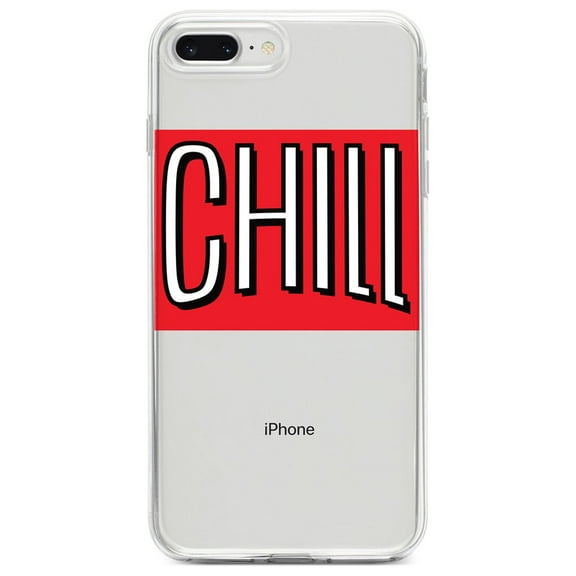 DistinctInk Clear Shockproof Hybrid Case for iPhone 7 PLUS / 8 PLUS (5.5" Screen) - TPU Bumper, Acrylic Back, Tempered Glass Screen Protector - CHILL with red background