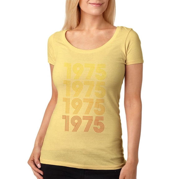 Retro Vintage Flashback Paralines Birthday 1975 Womens Soft Scoop T Shirt Yellow Haze X-LG