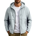 thumbnail image 6 of ECHFIPROM Hiking Rain Jacket for Men Gray Hooded Running with Pockets Heavyweight Work Zip up Adults Rain Coat Waterproof 3XL, 6 of 9