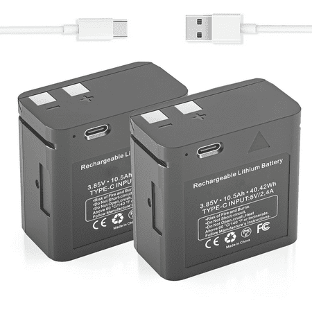 2pack Rechargeable Battery for Spy-point Cellular Trail Camera Link-Micro Cell-Link LM2 Link-Micro-S-LTE Hunting Trail Camera Battery with Type-C Cable