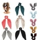 thumbnail image 1 of Bufanda para el cabello de satén de seda de colores sólidos, 10 piezas de coleteros con lazo, que incluyen 5 bufandas para el cabello de satén y 5 coleteros con orejas de conejo, accesorios para el ca, 1 of 5