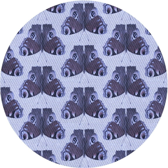 Ahgly Company Machine Washable Indoor Round Transitional Deep Periwinkle Purple Area Rugs, 4' Round