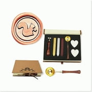 Squirrel Wax Seal Stamp Set with Melting Spoon, Sealing Wax Sticks, and Candle Gift. Perfect for Wedding Invitations, Embellishments, and Holiday Gift Wrapping. Includes Book Box K