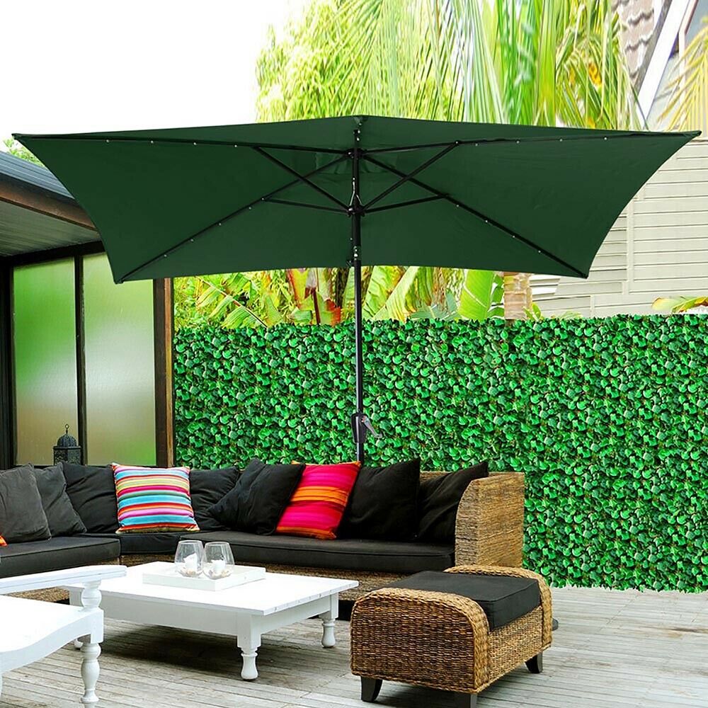 2pcs 10x6 5 Outdoor Rectangle Solar Patio Umbrella 20leds Crank Tilt Poolside Walmart Com