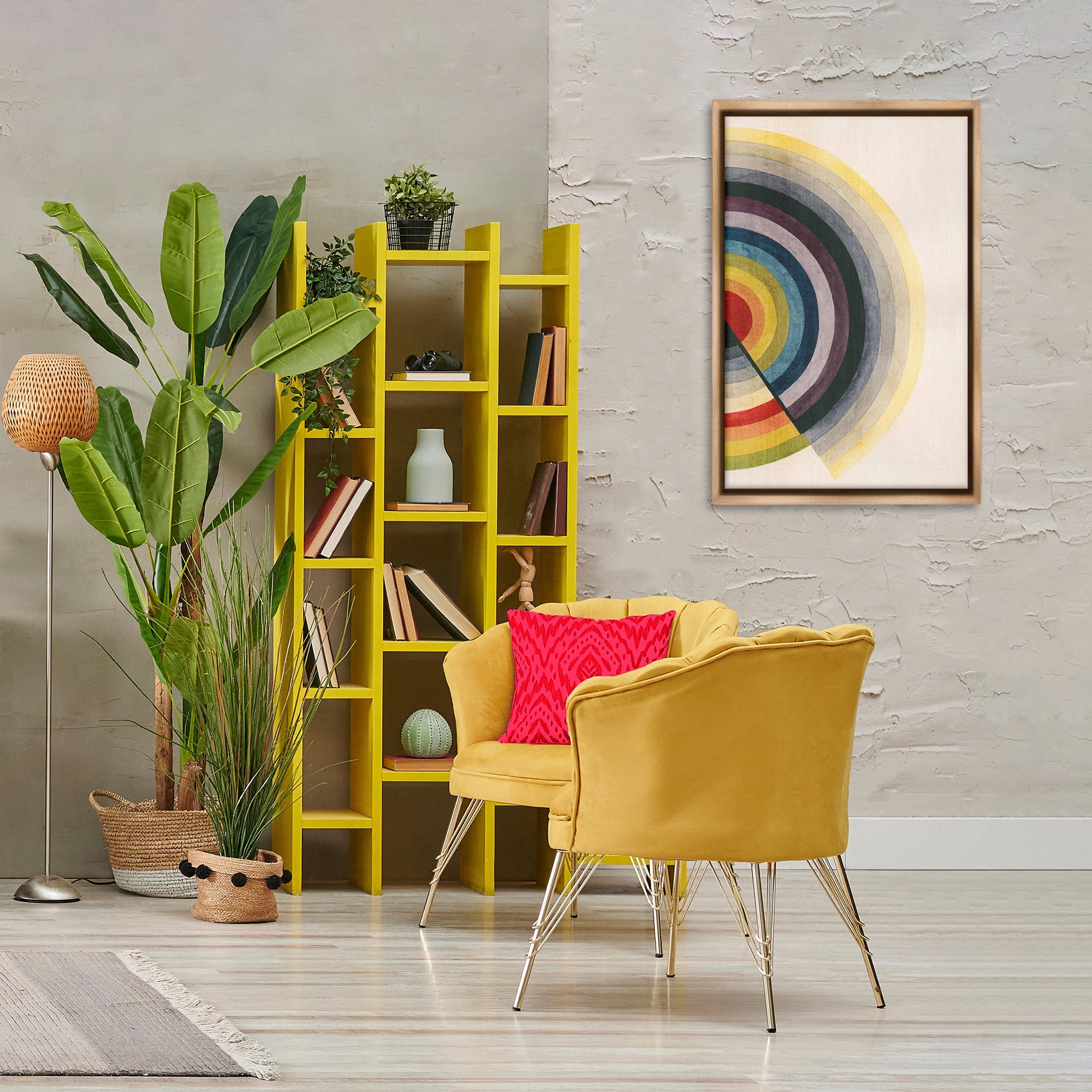 Stupell Industries Round Centric Pattern Abstract Painting Brown Floater Framed Canvas Art Print Wall Art, 21 x 31