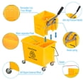thumbnail image 3 of Yellow 5-Gallon Mop Bucket with Wringer & Wheels - Compact Cleaning Solution for Home & Small Spaces - Durable Plastic & Steel Design, 3 of 7