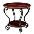 thumbnail image 3 of Furniture of America Copper Grove Finnich Traditional Cherry 28-inch Metal 1-Shelf Side Table by, 3 of 5