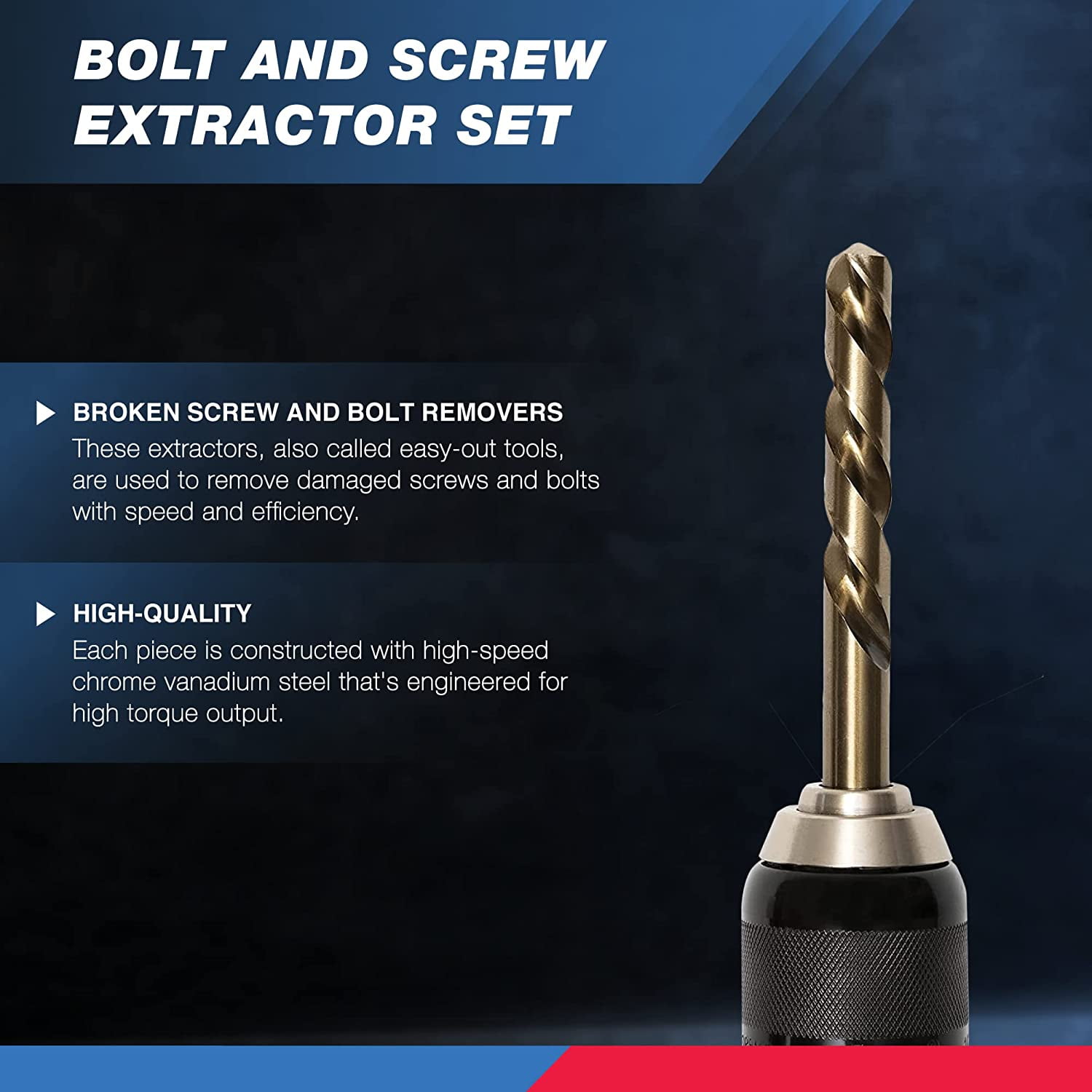 NEIKO 04206A Screw-Extractor Set, Broken Bolt Remover, Multispline and Spiral Extractors for Stripped Screws, Studs, Fittings, and Lugs, Left-Hand Drill Bits, 5/64" to 1/2", 35-Piece Set