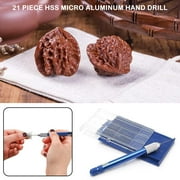 21pcs Mini Twist Micro-Drill Set 61-80 Jewelers Bit Pin w/ Hand Drill Kit S6N7