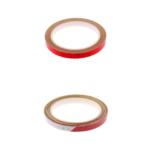 2 piezas 8 M llanta de rueda de bicicleta reflectante cintas de seguridad fluorescentes calcomanías Rojo + blanco Sunnimix Pegatinas reflectantes para bicicletas