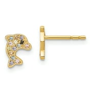 14K Yellow Gold Madi K Multi-Colored Cubic Zirconia Dolphin Post Earrings