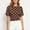 Brown, variant on Womens Tops Polka Dot Print Short Sleeve Boat Neck Summer Fashion Tunic Blouses Brown Size M