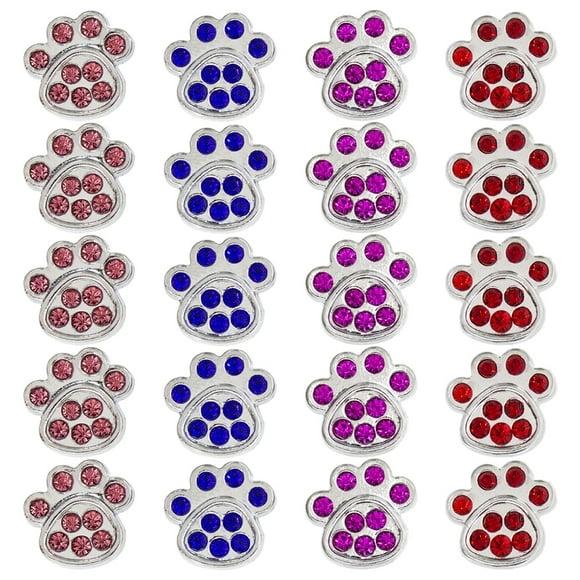 KAKOWELY Dog Paw Charm 20Pcs Rhinestones Dog Paw Charm Puppy Animal Paw Loose Beads for Necklace Bracelet0.59"X0.55"X0.39"
