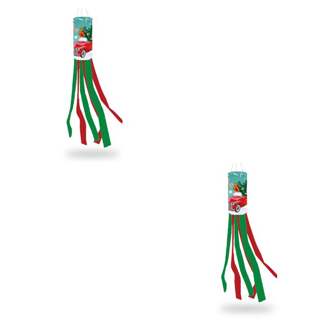 Injueey Manga de viento de Navidad para exteriores de 100CM, bonita caricatura Flexible de Papá Noel, bandera colgante, jardín, patio Tipo 1 2Conjunto