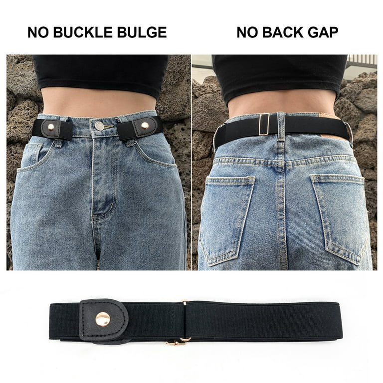 Bodychum No Buckle Belts for Women Jean Belts Elastic Stretch Belt Female  Invisible Fashion Waist Belt for Shorts, Brown, Valentines Day Gifts