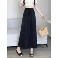 thumbnail image 4 of Falda de satén de seda de hielo de verano para mujer, vestido largo holgado, de talle alto, drapeado y elegante, de corte A, 4 of 4