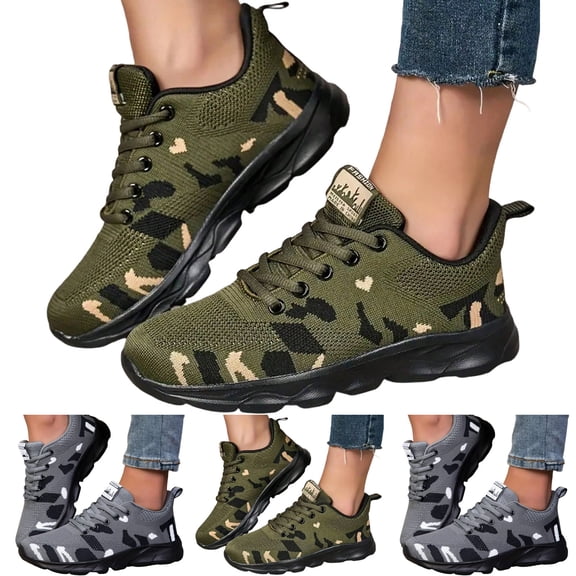 Pandaie Breathable Sneakers for Men Women Camo Casual Athletic Walking Shoes Comfortable Non Slip Running Gym Tennis Trainers Size 6.5‑10.5