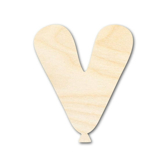 Unfinished Wood Balloon Letter V Shape 24" / 3/4"