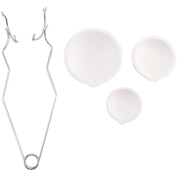 4 Pieces Small Melting Ceramic Crucible Bowl Dish Cup Set Melting Gold Silver Copper with Whip Tongs