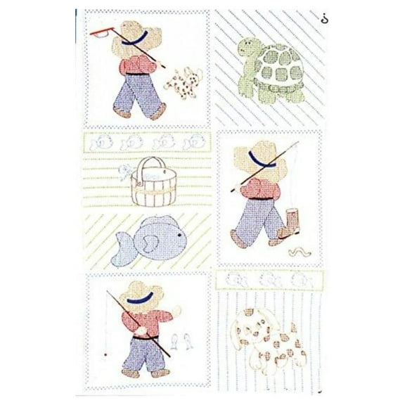 Jack Dempsey Stamped Little Boys Quilt Crib Top, 40 by 60-Inch, White