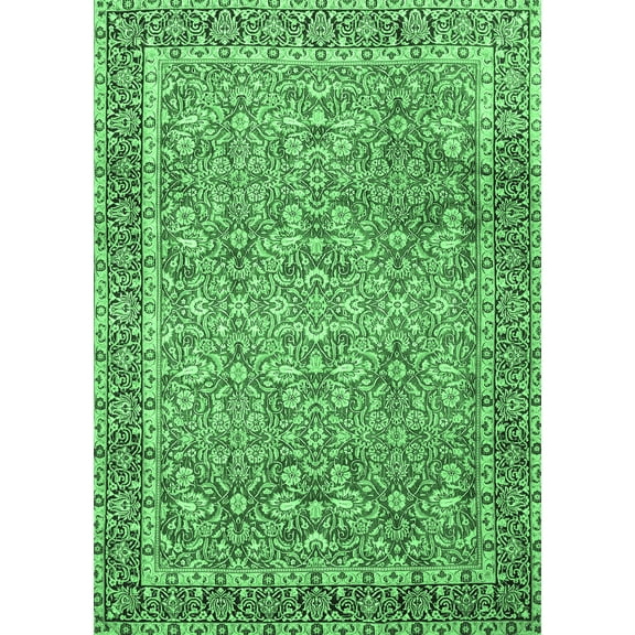 Ahgly Company Indoor Rectangle Persian Emerald Green Traditional Area Rugs, 5' x 7'