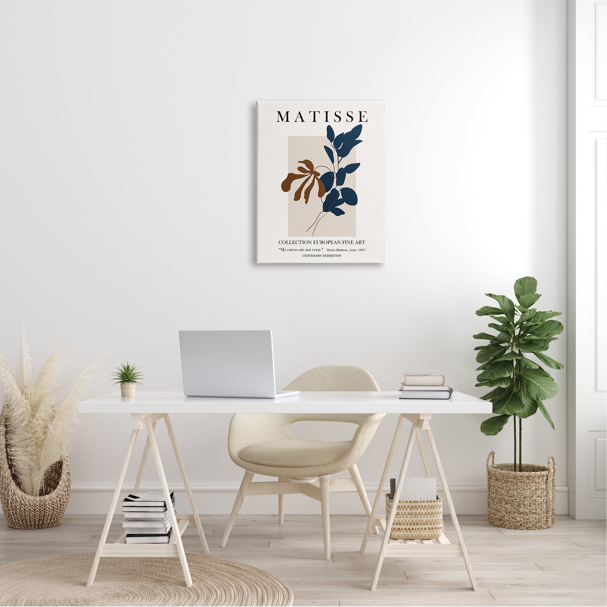 Stupell Industries Bold Modern Botanicals Leaf Silhouettes Matisse Text Canvas Wall Art, 24 x 30, Design by Ros Ruseva