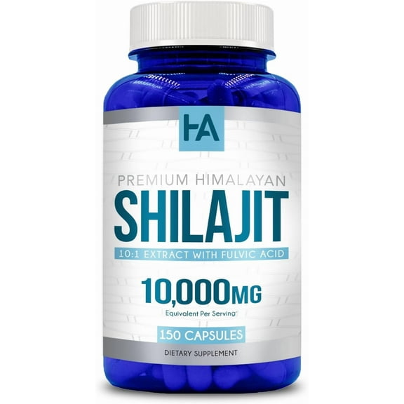 Healing Awakening Himalayan Shilajit 10,000mg Capsules for Energy and Vitality, 150 Count