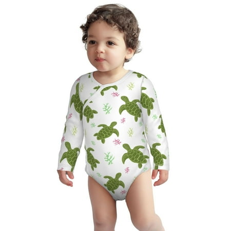 

Haiem Cute Turtle Printed Unisex-Baby Long Sleeve Onesies Bodysuits Unisex Babies Snap-Up Rompers-12 Months