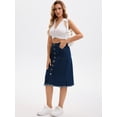thumbnail image 7 of DARING DIVA Women's Denim Raw Hem Button Down Pencil Skirts Large Deep Blue, 7 of 7